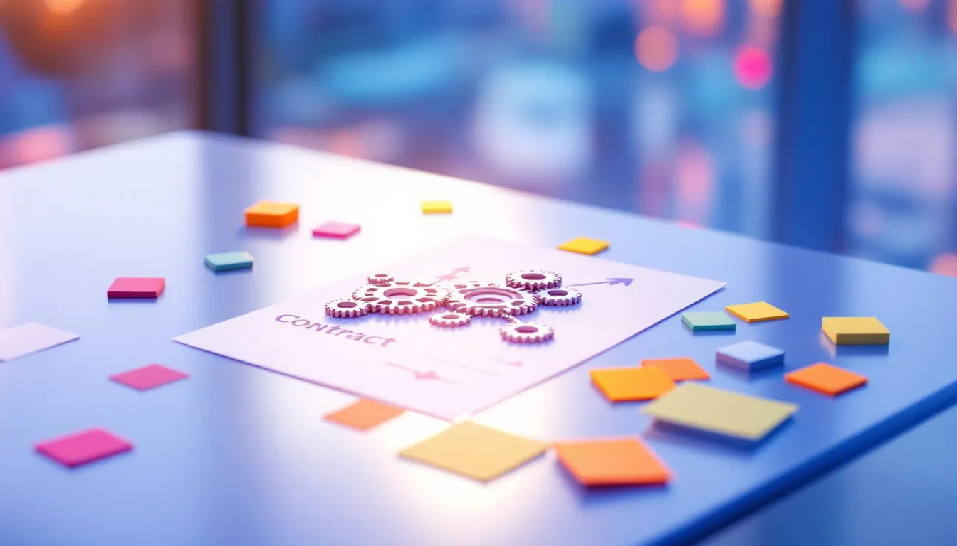 Un contrat de prestation de services sur une table, symbolisant la collaboration réussie.